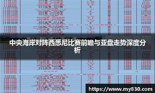 中央海岸对阵西悉尼比赛前瞻与亚盘走势深度分析